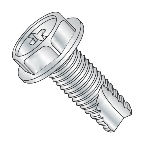 8-32 x 1/2 Phillips Indented Hex Washer Thread Cutting Screw Type 23 Fully Threaded Zinc-Bolt Demon
