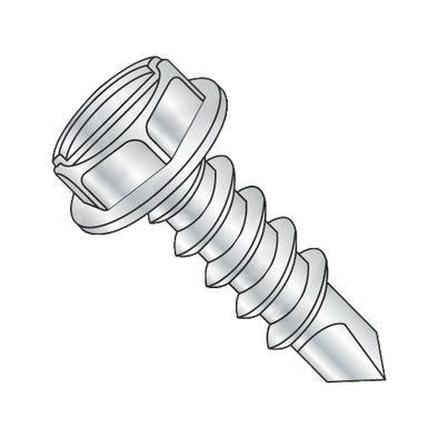 5/16-12 x 1 Slotted Indented Hex Washer Self Drilling Screw Full Thread Zinc & Bake-Bolt Demon