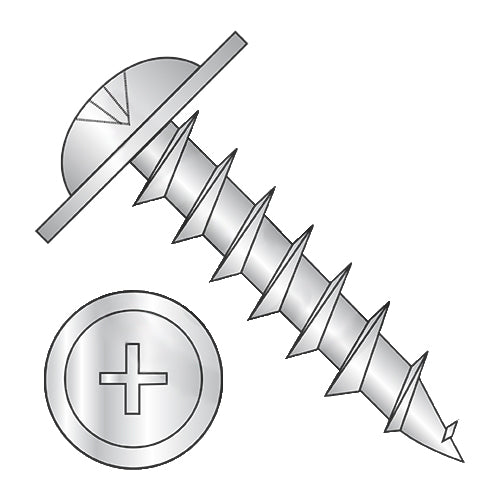 8-11 x 1 Phillips #10 Round Washer Head Deep Thread Wood Screw Full Thread Zinc-Bolt Demon