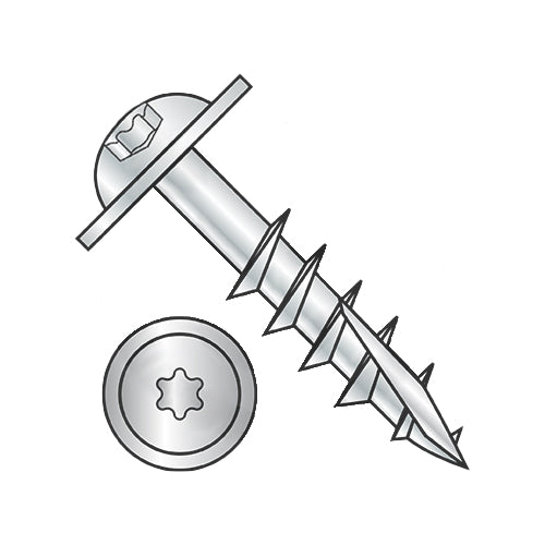 10-9 x 4 6-Lobe Round Washer Deep Thread Wood Install Scr Long Type17 2/3Thread Zinc-Bolt Demon
