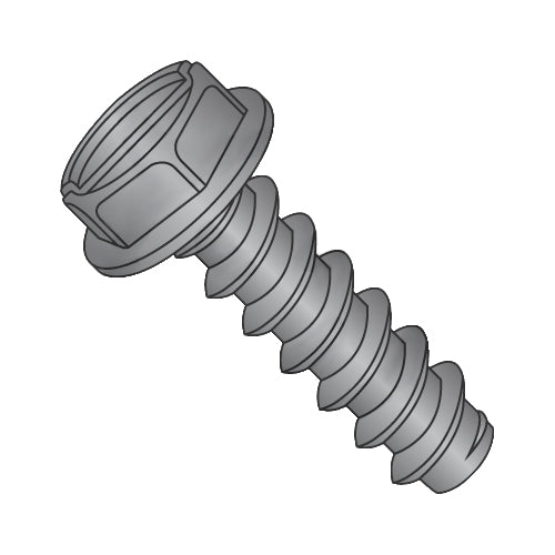 8-18 x 1/2 Slotted Indented Hex Washer Self Tapping Screw Type B Fully Threaded Black Oxide-Bolt Demon