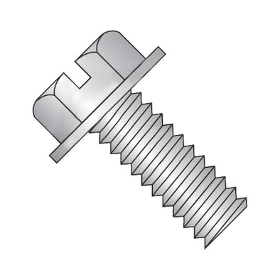 1/4-20 x 3/4 Slotted Indented Hex Washer Head Machine Screw Fully Threaded 18-8 Stainless-Bolt Demon