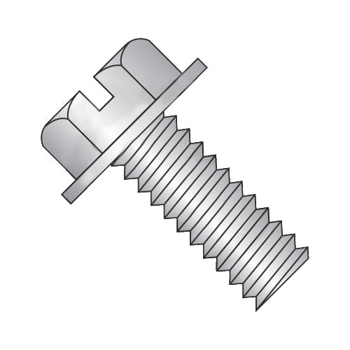 1/4-20 x 3/4 Slotted Indented Hex Washer Head Machine Screw Fully Threaded 18-8 Stainless-Bolt Demon