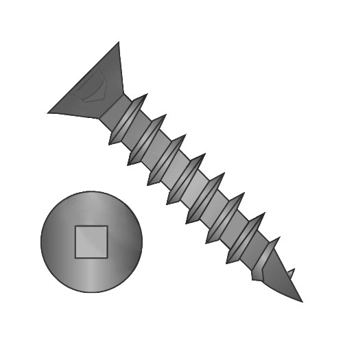 8 x 5/8 Flat Head (no nibs) Square Drive Deep Thread Wood Screw Fully Threaded Black Ox-Bolt Demon