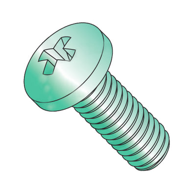 10-32 x 3/8 Phillips Pan Machine Screw Fully Threaded Zinc Green-Bolt Demon