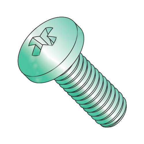 10-32 x 3/8 Phillips Pan Machine Screw Fully Threaded Zinc Green-Bolt Demon