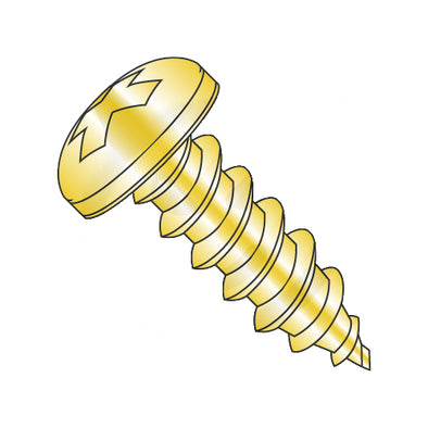 6-20 x 5/16 Phillips Pan Self Tapping Screw Type AB Fully Threaded Zinc Yellow and Bake-Bolt Demon