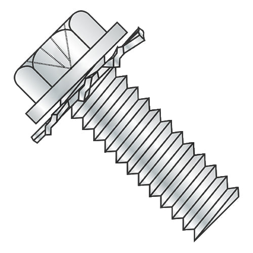 8-32 x 3/8 Phillips Indent Hex Washer External Sems Machine Screw Full Thread Zinc-Bolt Demon