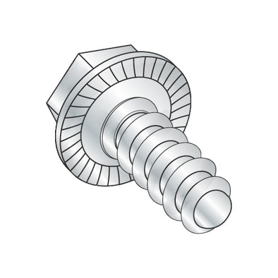 8-18 x 1/4 Unslot Indent Hex Washer Serrated Self Tap Screw Type B Full Thread Zinc-Bolt Demon