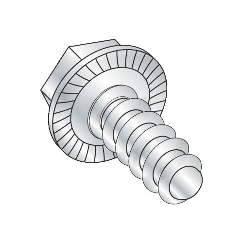 8-18 x 1/4 Unslot Indent Hex Washer Serrated Self Tap Screw Type B Full Thread Zinc-Bolt Demon