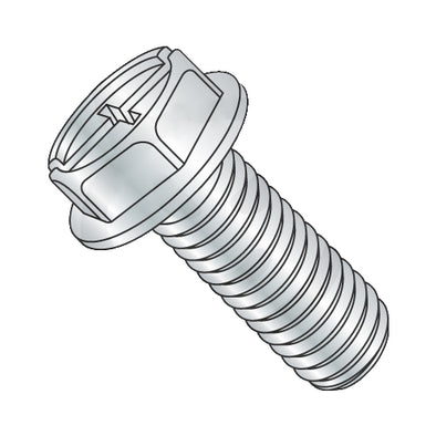 8-32 x 1 Combo (Slot/Phillips) Indent Hexwasher Machine Screw Full Thread Zinc-Bolt Demon
