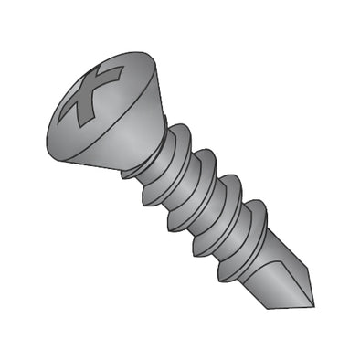 8-18 x 1 1/4 Phillips Oval Full Thread Self Drilling Screw Black Oxide and Oil-Bolt Demon