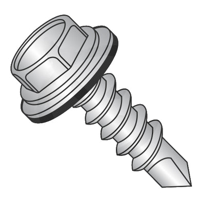 10-16 x 1/2 Unslot HWH w/Bond NEO EPDM 18-8 Washer Self Drill Scr Full Thrd 410 Stainless-Bolt Demon