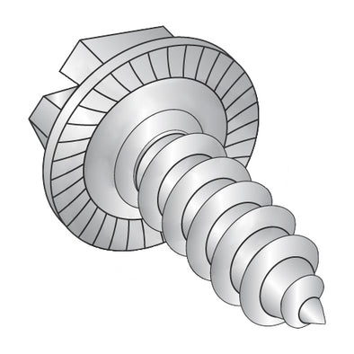 12-14 x 1 1/2 Indent Hex Washer Slot Self Tap Screw AB Serrated Full Thd 18-8 Stainless Steel-Bolt Demon