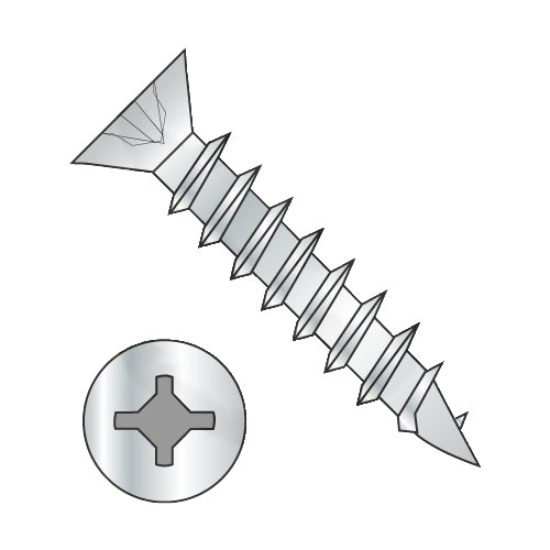 8 x 1/2 Square Phillips Drive Flat Head no Nibs Deep Thread Wood Screw Full Thd Zinc & Bake-Bolt Demon