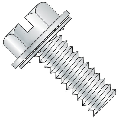 10-32 x 3/4 Slotted Indent HWH Internal Sems Machine Screw Full Thread Zinc-Bolt Demon