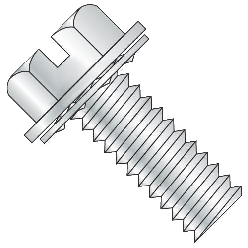 10-32 x 3/4 Slotted Indent HWH Internal Sems Machine Screw Full Thread Zinc-Bolt Demon
