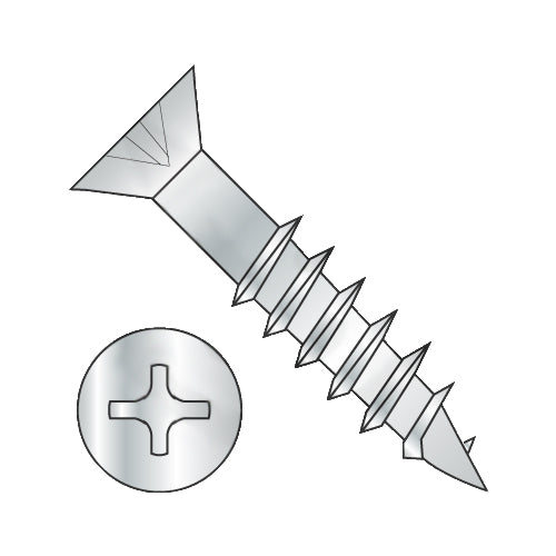 6-13 x 1 1/2 Phillips Flat Head no Nibs Deep Thread Wood Screw 2/3 Threaded Zinc-Bolt Demon