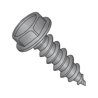 1/4-14 x 3/4 Unslot Ind Hex Washer Self Tap Screw Type AB Full Thread 18-8 Stainless Black Ox-Bolt Demon