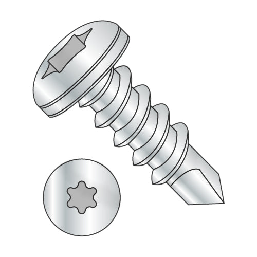 10-16 x 1 1/4 6 Lobe Pan Full Thread Self Drilling Screw 18-8 Stainless Steel-Bolt Demon