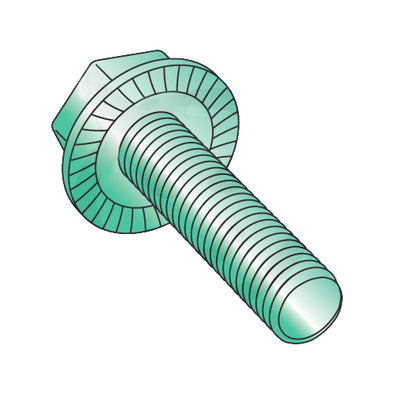 8-32 x 1/2 Serrated Hex Flanged Washer Full Thread Screw Case Hard Zinc Green-Bolt Demon