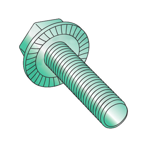8-32 x 1/2 Serrated Hex Flanged Washer Full Thread Screw Case Hard Zinc Green-Bolt Demon