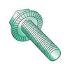 8-32 x 1/2 Serrated Hex Flanged Washer Full Thread Screw Case Hard Zinc Green-Bolt Demon