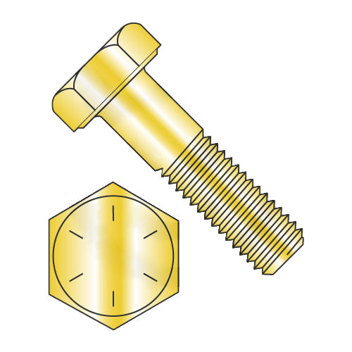 3/8-16 x 2 Hex Cap Screw Grade 8 Yellow Zinc-Bolt Demon