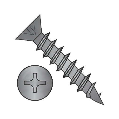 6-13 x 3/4 Phillips Flat Head no Nibs Deep Thread Wood/Hinge Screw Full Thread Black Ox Oil-Bolt Demon