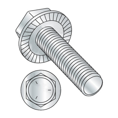 7/16-14 x 3/4 Serrated Hex Flanged Washer Full Thread Grade 5 w/Head Markings Zinc-Bolt Demon