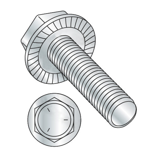7/16-14 x 3/4 Serrated Hex Flanged Washer Full Thread Grade 5 w/Head Markings Zinc-Bolt Demon
