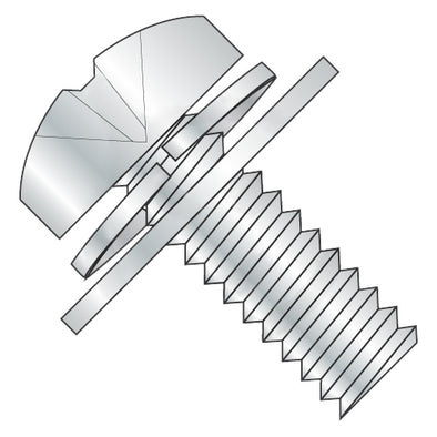 6-32 x 3/8 Phillips Pan Split Lock & Regular Flat Washer Sems Fully Threaded Zinc-Bolt Demon
