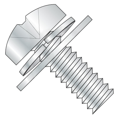 6-32 x 3/8 Phillips Pan Split Lock & Regular Flat Washer Sems Fully Threaded Zinc-Bolt Demon