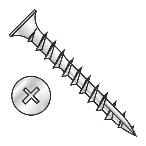 6-13 x 3/4 Phillips Flat No Nibs Deep Thread Screw Type 17 point Full Thread Zinc-Bolt Demon