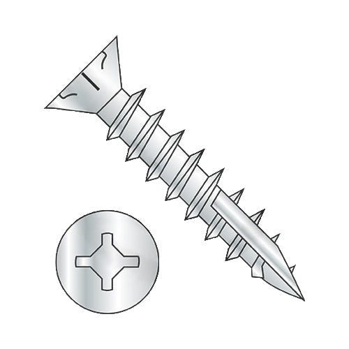 8-11 x 3/4 Square Phil Drive Flat w/Nibs Deep Thread Wood Screw Full Thrd 17point Zinc-Bolt Demon