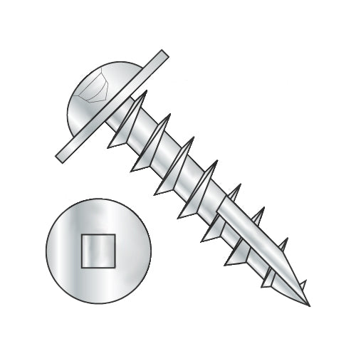 10-9 x 1 Square Drive Round Washer Head Deep Thread Wood Screw Type 17 Full Thrd Zinc & Bake-Bolt Demon