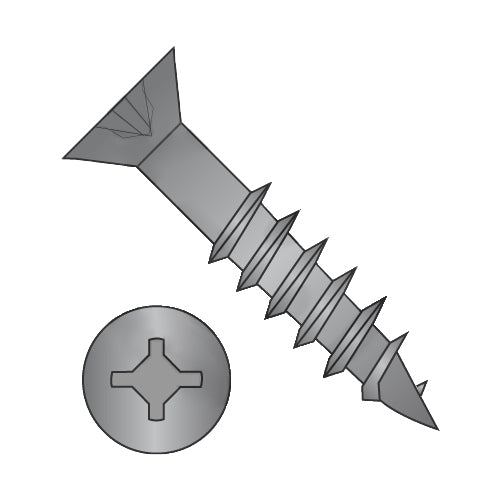6-13 x 1 1/2 Square Phillips Drive Flat Head no Nibs DeepThread Wood Screw 2/3 Thrd Black Ox-Bolt Demon