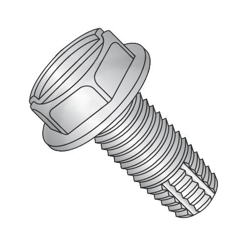 4-40 x 1/2 Slotted Indented Hex Washer Thread Cutting Screw Type F Fully Thread 18-8 Stain-Bolt Demon