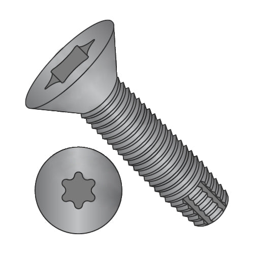 5/16-18 x 2 1/2 Six Lobe Flat Floor Board Screw Type F Black Phosphate-Bolt Demon
