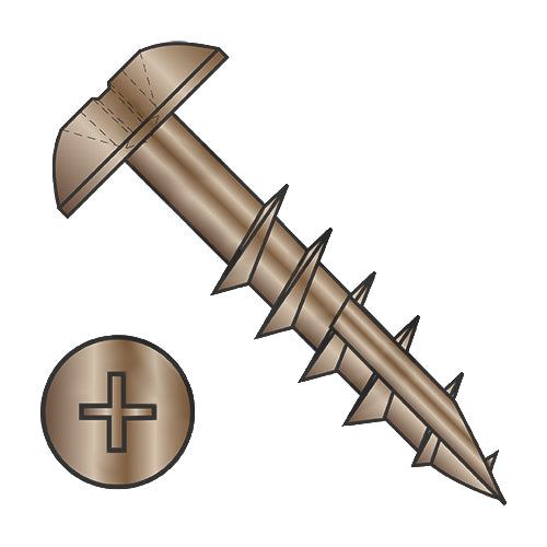 8 x 3/4 Phillips Truss Deep Thread Wood Screw Full Thread Type 17 Steel Antique Brass-Bolt Demon