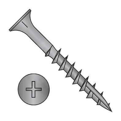 9 x 2 1/2 Phillips Flat Head with Nibs Deep Thread Wood Screw Type 17 2/3 Thread Black Ox-Bolt Demon