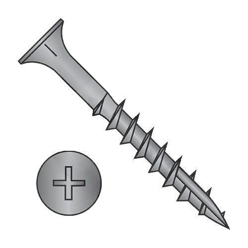 9 x 2 1/2 Phillips Flat Head with Nibs Deep Thread Wood Screw Type 17 2/3 Thread Black Ox-Bolt Demon